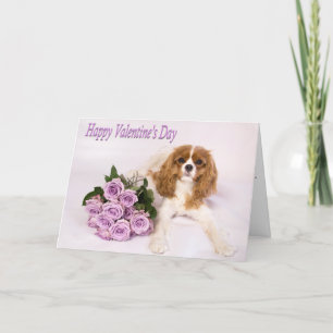 Tarjeta Festiva Feliz día de San Valentín Rosas Purpúreas y Cachor