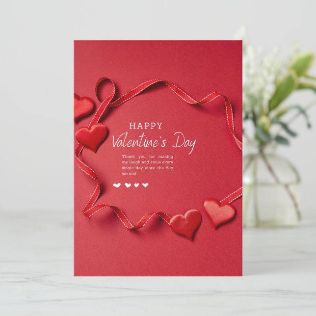 Tarjeta Festiva Feliz Día de San Valentín Saludos Deseos de Amor (Anverso de pie)