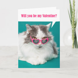 Tarjeta Festiva Feliz día de San Valentín Sé Mío Gatito Adorable e