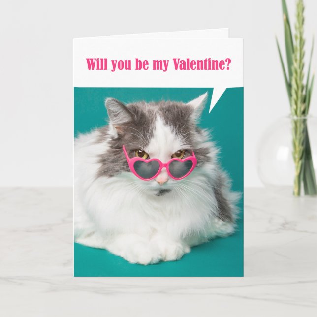 Tarjeta Festiva Feliz día de San Valentín Sé Mío Gatito Lindo en C (Anverso)