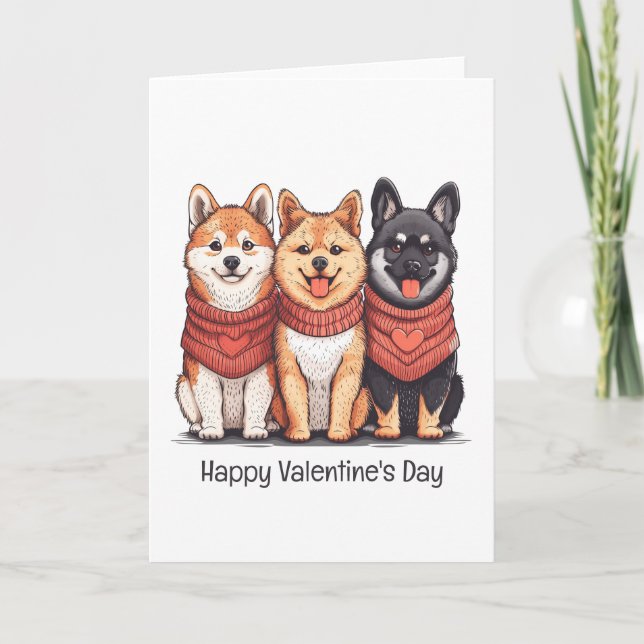 Tarjeta Festiva Feliz Día de San Valentín Shiba Inu Perros (Anverso)