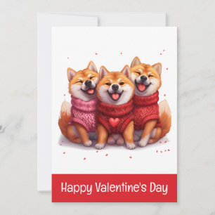 Tarjeta Festiva Feliz Día de San Valentín Shiba Inu Perros
