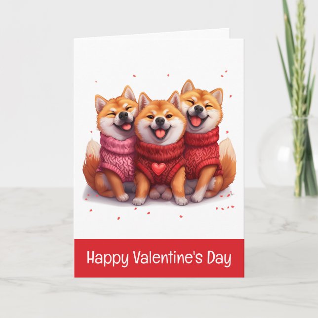 Tarjeta Festiva Feliz Día de San Valentín Shiba Inu Perros (Anverso)