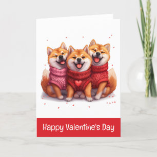 Tarjeta Festiva Feliz Día de San Valentín Shiba Inu Perros