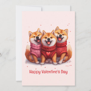 Tarjeta Festiva Feliz Día de San Valentín Shiba Inu Perros