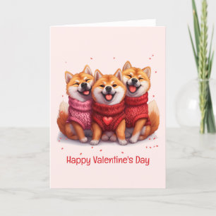 Tarjeta Festiva Feliz Día de San Valentín Shiba Inu Perros