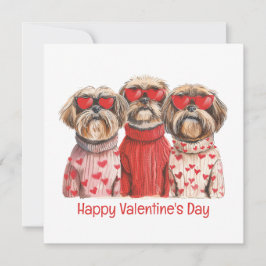 Tarjeta Festiva Feliz Día de San Valentín Shih Tzu Dogs