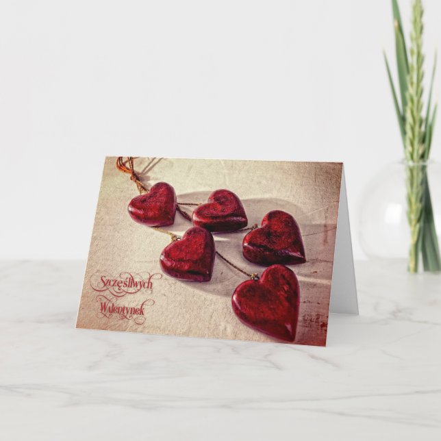 Tarjeta Festiva Feliz Día de San Valentín+Tarjeta Szczęśliwych Wal (Anverso)