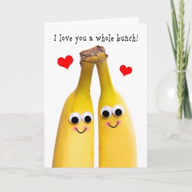 Tarjeta Festiva Feliz día de San Valentín Te Amo Humor de Banana (Anverso)