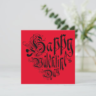 Tarjeta Festiva Feliz Día de San Valentín tipografía corazón rojo 