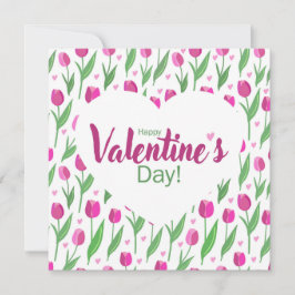 Tarjeta Festiva Feliz día de San Valentín Tulipanes rosas