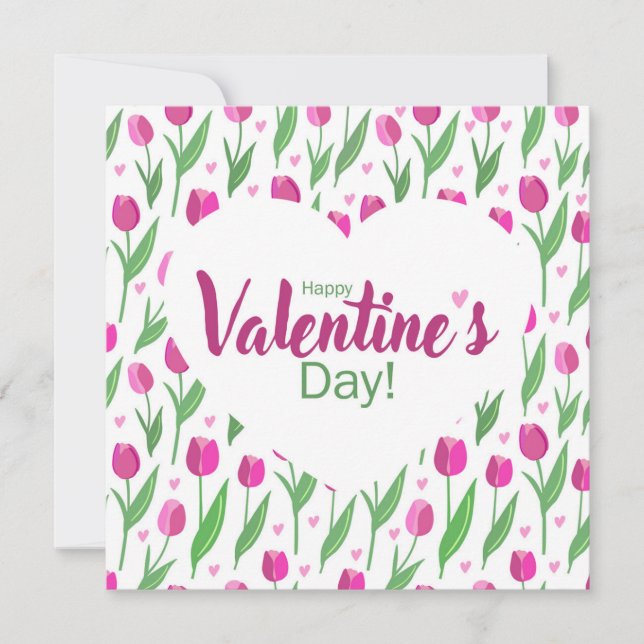 Tarjeta Festiva Feliz día de San Valentín Tulipanes rosas (Anverso)