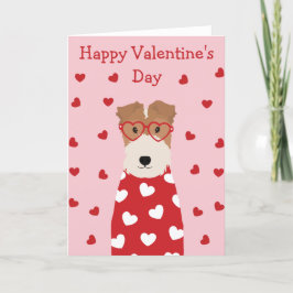 Tarjeta Festiva Feliz Día de San Valentín Wire Fox Terrier Dog