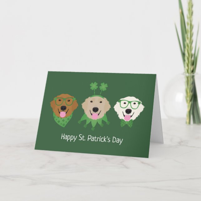 Tarjeta Festiva Feliz Día de Santa Patrona Perros Recuperadores de (Anverso)