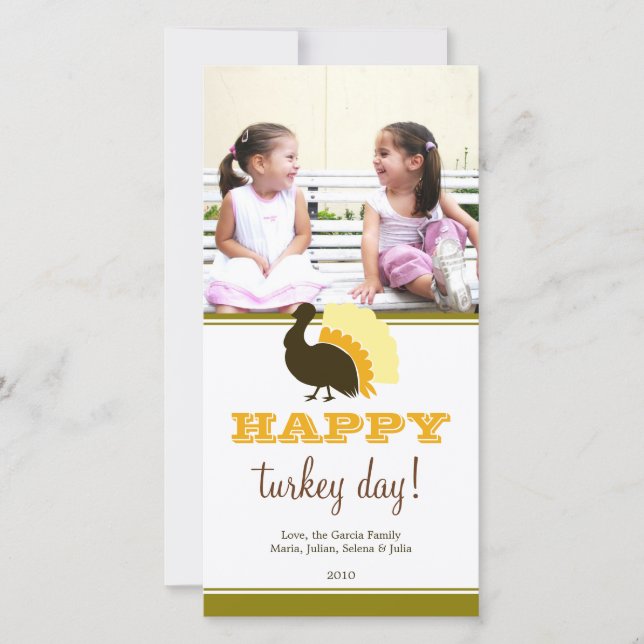 Tarjeta Festiva Feliz Día de Turquía naranja personalizado verde D (Anverso)