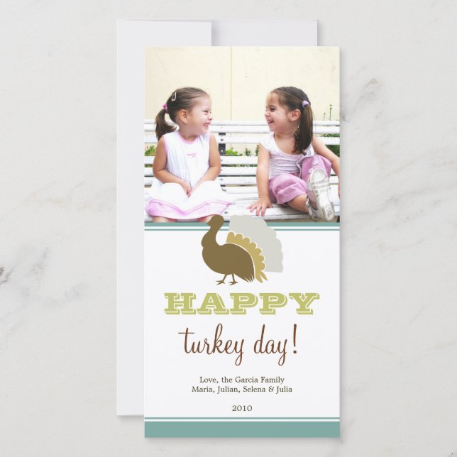 Tarjeta Festiva Feliz Día de Turquía personalizado verde azul Acci (Anverso)