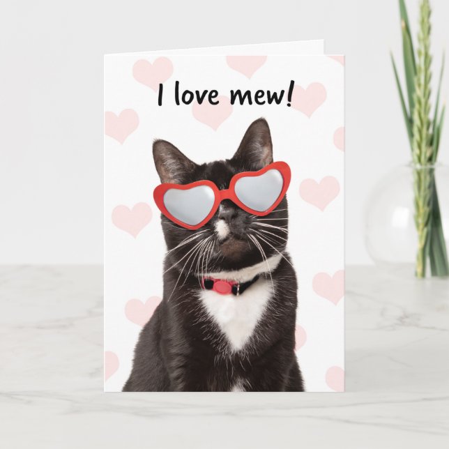 Tarjeta Festiva Feliz día de Valeneitne me encanta el gato más lin (Anverso)