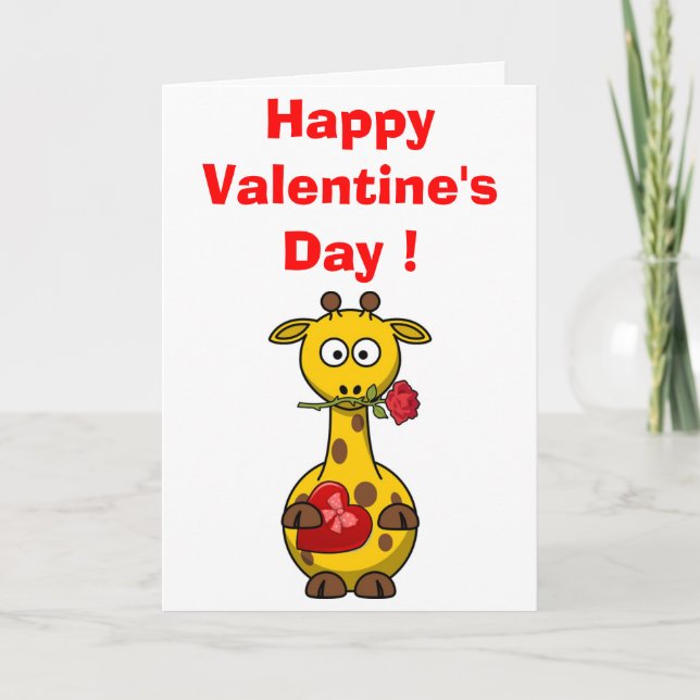 TARJETA FESTIVA "FELIZ DÍA DE VALENTINA" GIRAFFE (Anverso)