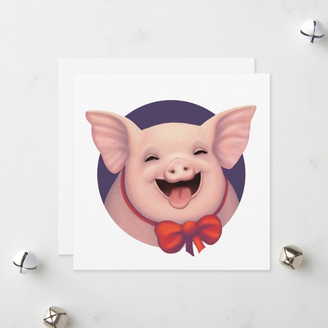 Tarjeta Festiva ¡Feliz Día del Cerdo! (Anverso/Reverso In Situ)