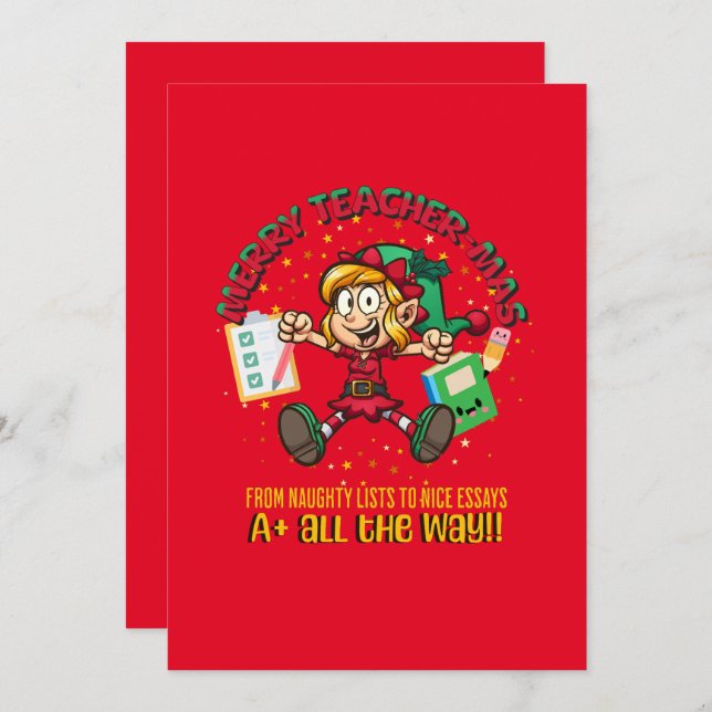 Tarjeta Festiva ¡Feliz Día del Maestro! (Anverso / Reverso)