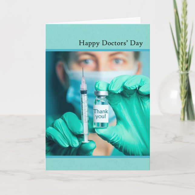 Tarjeta Festiva Feliz Día del Médico Profesional Médico con Syrine (Anverso)