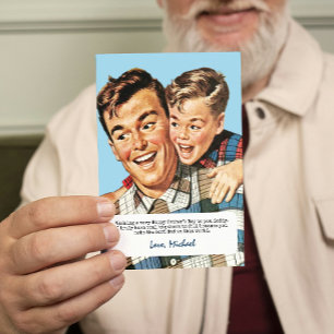 Tarjeta Festiva Feliz Día del Padre de Hijo Saludando