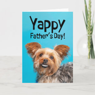 Tarjeta Festiva Feliz Día del Padre de parte de Yorkie Mascota Hum