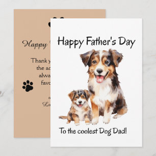 Tarjeta Festiva feliz día del padre de perro a papá más genial