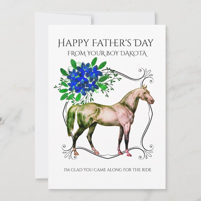 Tarjeta Festiva Feliz Día del Padre desde el caballo (Anverso)