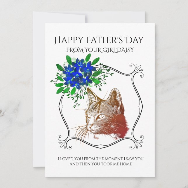 Tarjeta Festiva Feliz día del padre desde la foto del gato Persona (Anverso)