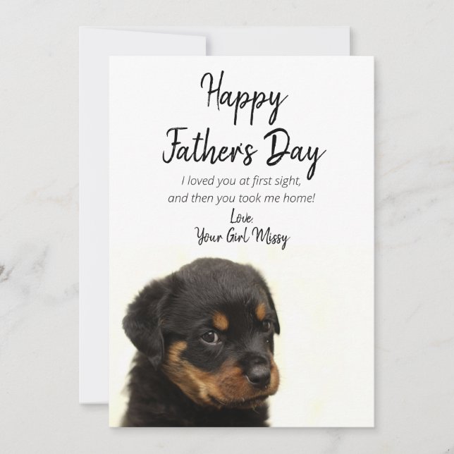 Tarjeta Festiva Feliz Día del Padre desde nuevo cachorro (Anverso)