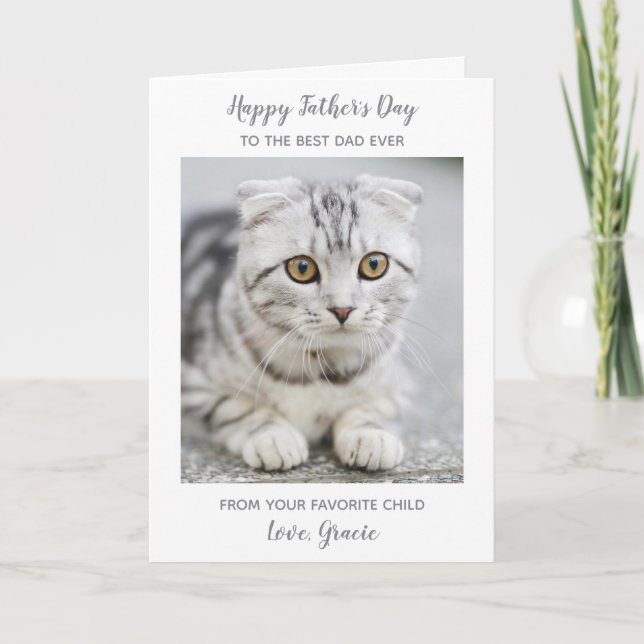 Tarjeta Festiva Feliz Día del Padre, foto de Mascota personalizada (Anverso)