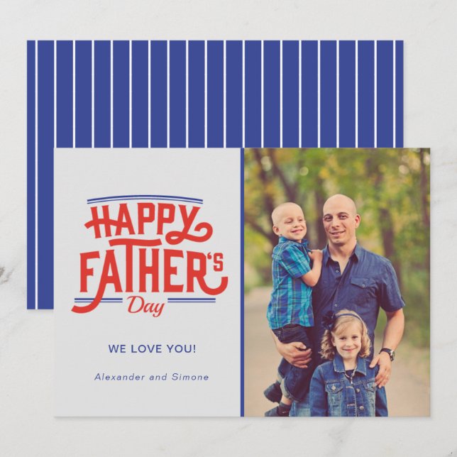Tarjeta Festiva Feliz Día del Padre foto papá  (Anverso / Reverso)