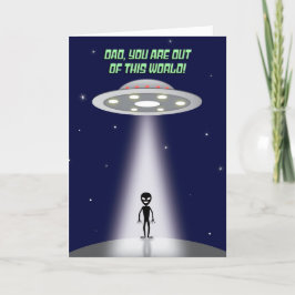 Tarjeta Festiva Feliz Día del Padre Fuera de Este Mundo OVNI Alien