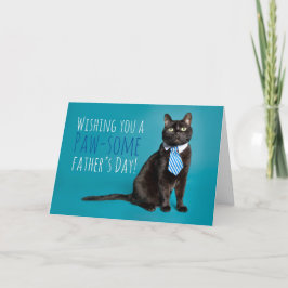 Tarjeta Festiva Feliz Día del Padre Gato con Corbata Humor 