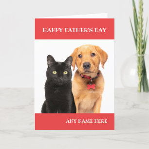 Tarjeta Festiva Feliz Día del Padre Gato Nombre Personalizado