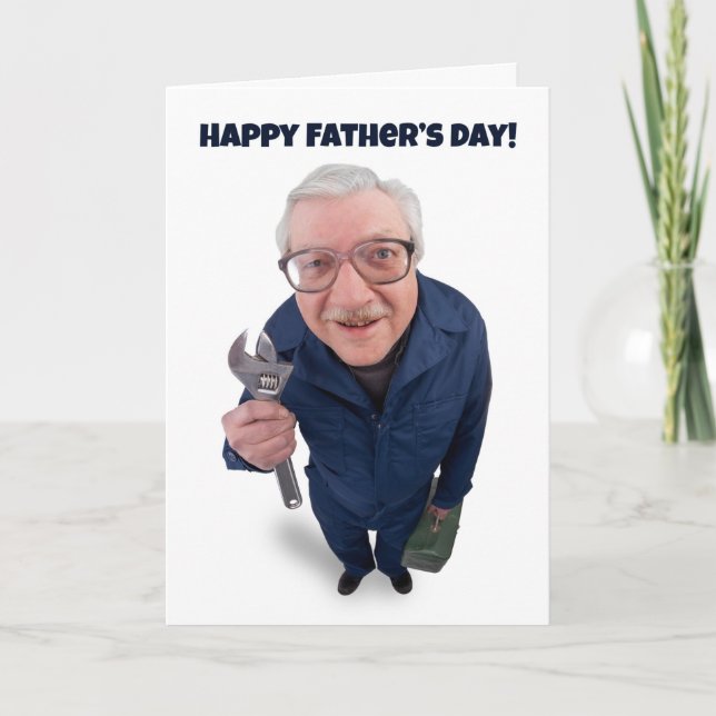 Tarjeta Festiva Feliz Día del Padre gracias Humor de Handyman (Anverso)