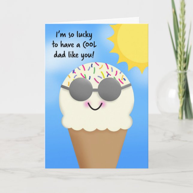 Tarjeta Festiva Feliz Día del Padre Guay Papá Cute helado crema de (Anverso)