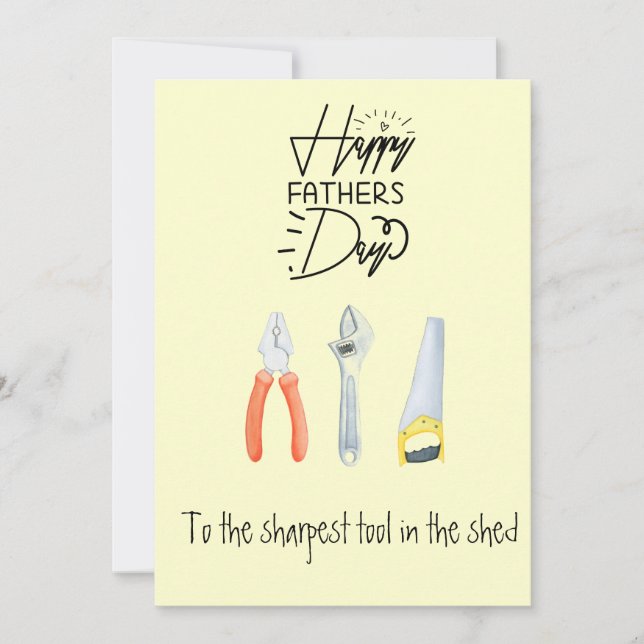 Tarjeta Festiva Feliz Día del Padre herramientas amarillas herrami (Anverso)