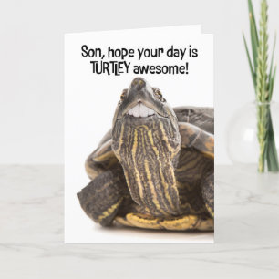 Tarjeta Festiva Feliz Día del Padre Hijo Tortuga Divertida Con Hum