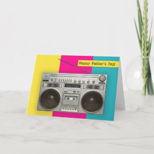 Tarjeta Festiva Feliz Día del Padre Humor de Boombox Antiguo 