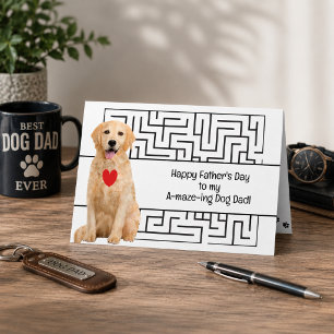 Tarjeta Festiva Feliz Día del Padre Increíble Papá Perro Texto Per