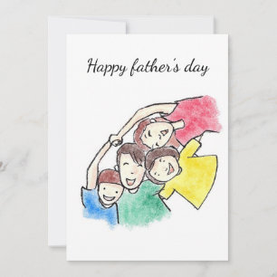 Tarjeta Festiva Feliz día del padre l Arte infantil l Lindo