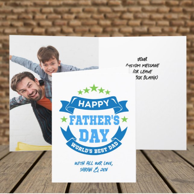 Tarjeta Festiva Feliz Día del Padre mejor papá | Foto personalizad (Subido por el creador)