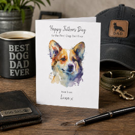 Tarjeta Festiva Feliz Día del Padre Mejor Papá Perro Corgi Persona
