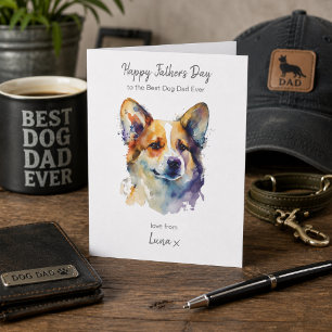 Tarjeta Festiva Feliz Día del Padre Mejor Papá Perro Corgi Persona