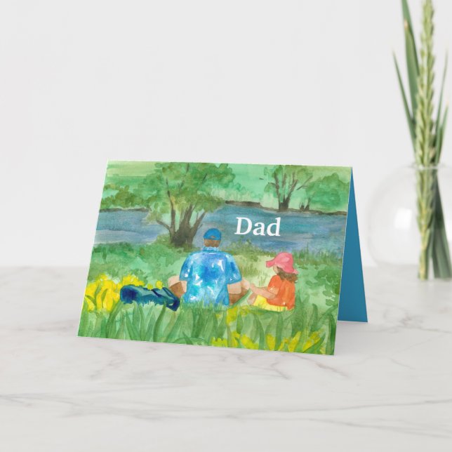 Tarjeta Festiva Feliz Día del Padre Papá De Hija Picnic de Verano (Anverso)