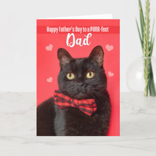 Tarjeta Festiva Feliz Día del Padre, papá se burló del gato con hu