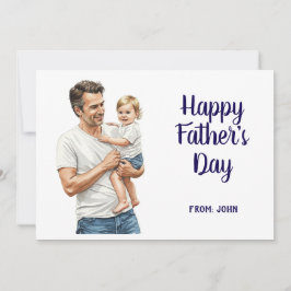 Tarjeta Festiva Feliz Día del Padre Papá Sosteniendo un Bebé