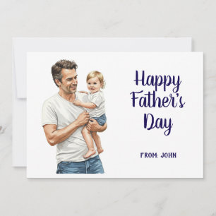 Tarjeta Festiva Feliz Día del Padre Papá Sosteniendo un Bebé